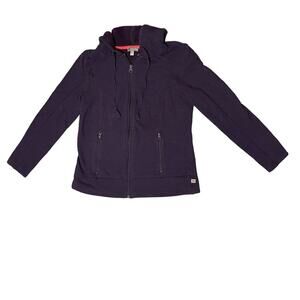 Talbots Women's Full Zip Sweatshirt Hooded Dark‎ Purple Cotton Blend Small Cozy